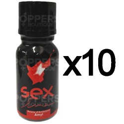 Lot de 10 Poppers Sex Line Amyle Rouge 15 ml
